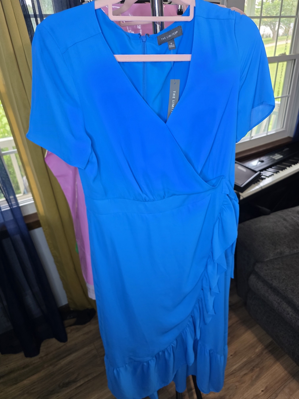 The Limited Electric Blue Asymmetrical Wrap Dress